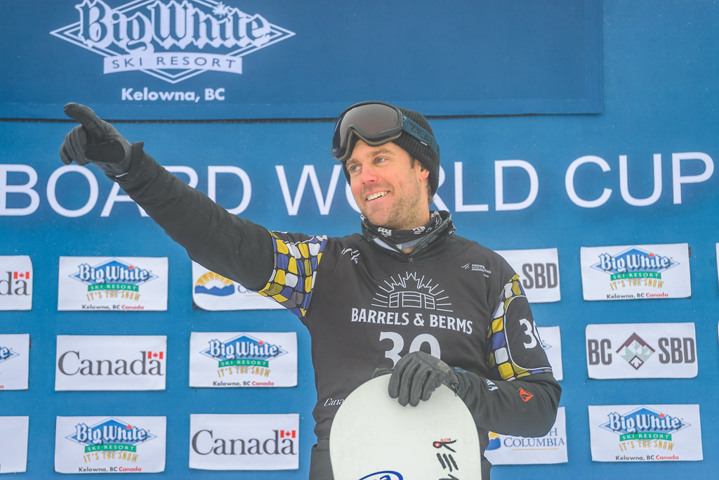 U.S. Snowboardcross Team member Alex Deibold on the podium at the Big White FIS Snowboardcross World Cup in Canada. (Canada Snowboard) alex