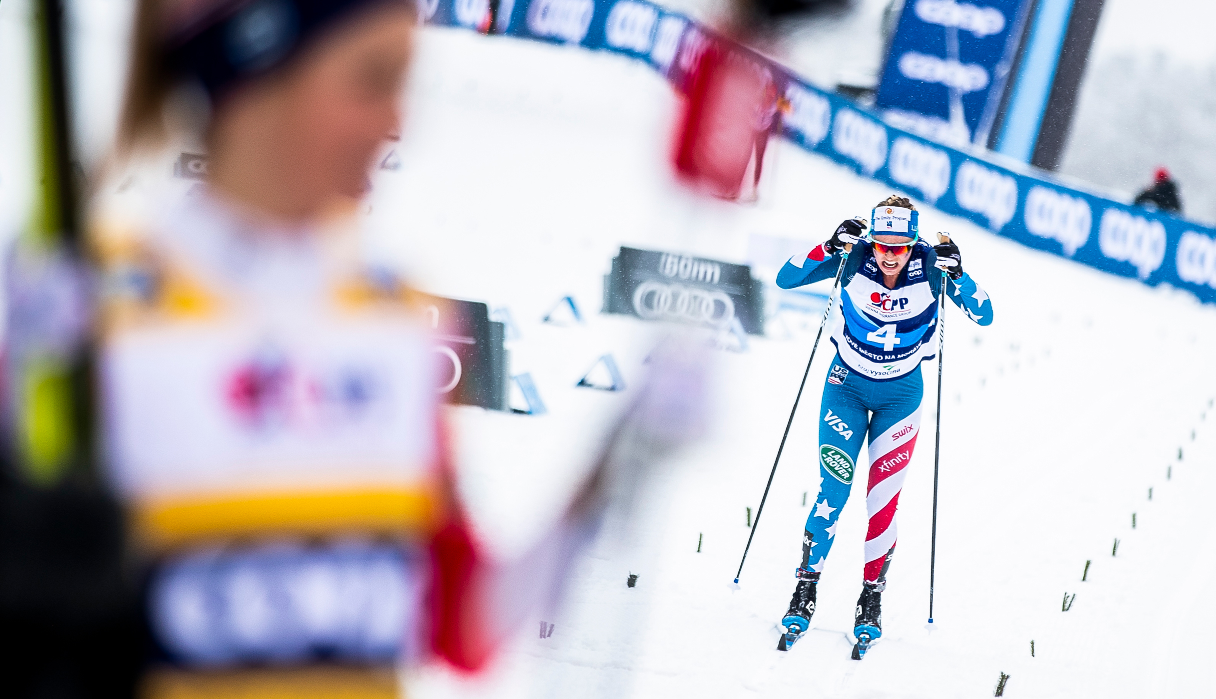 Jessie Diggins finished 10th in Sunday's 10k classic pursuit in Nove Mesto, Czech Republic. (www.nordicfocus.com. © Modica/NordicFocus)