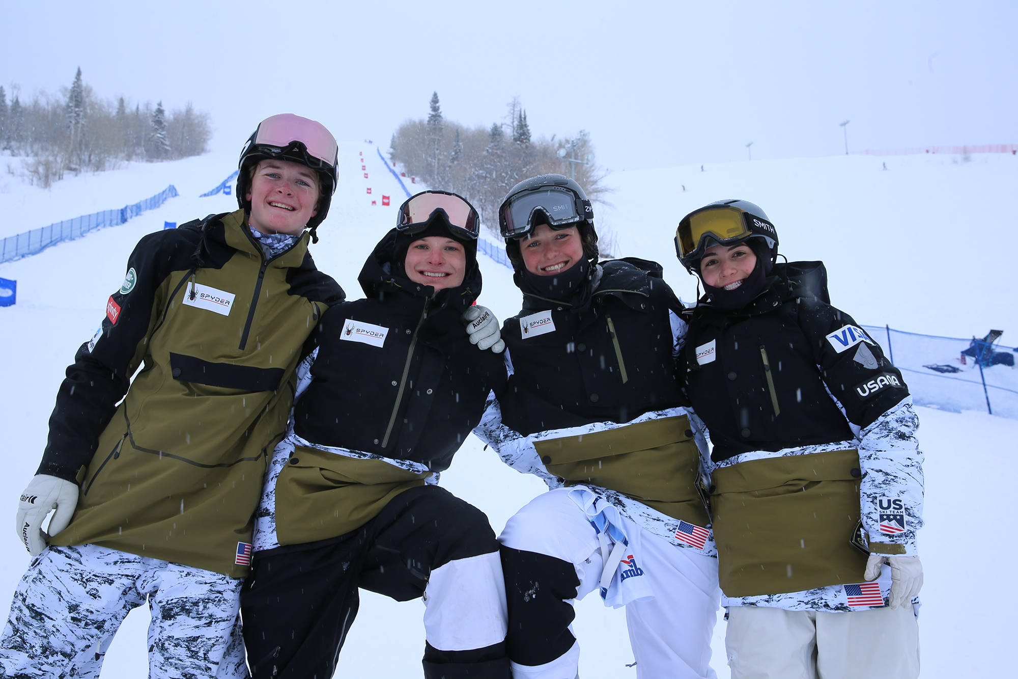 Nick Page (U.S. Ski Team), Bruce Perry Jr. (Squaw Valley Ski Team), Maggie Ryan (Steamboat Winter Sports Club), Kasey Hogg (Wasatch Freestyle)