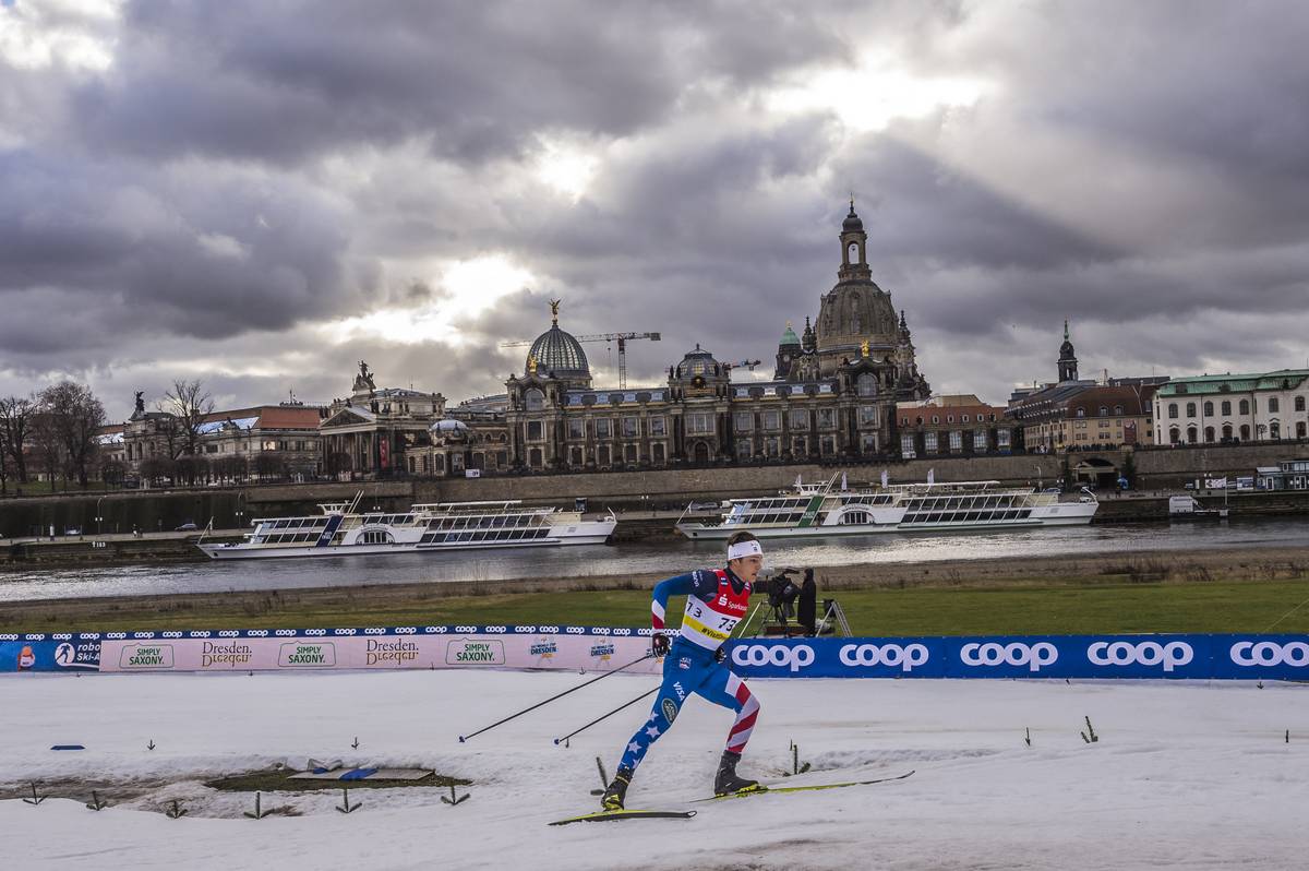 JC Schoonmaker, racing in his first career World Cup, skied an impressive qualifier, finishing 24th. (www.nordicfocus.com. © Thibaut/NordicFocus)