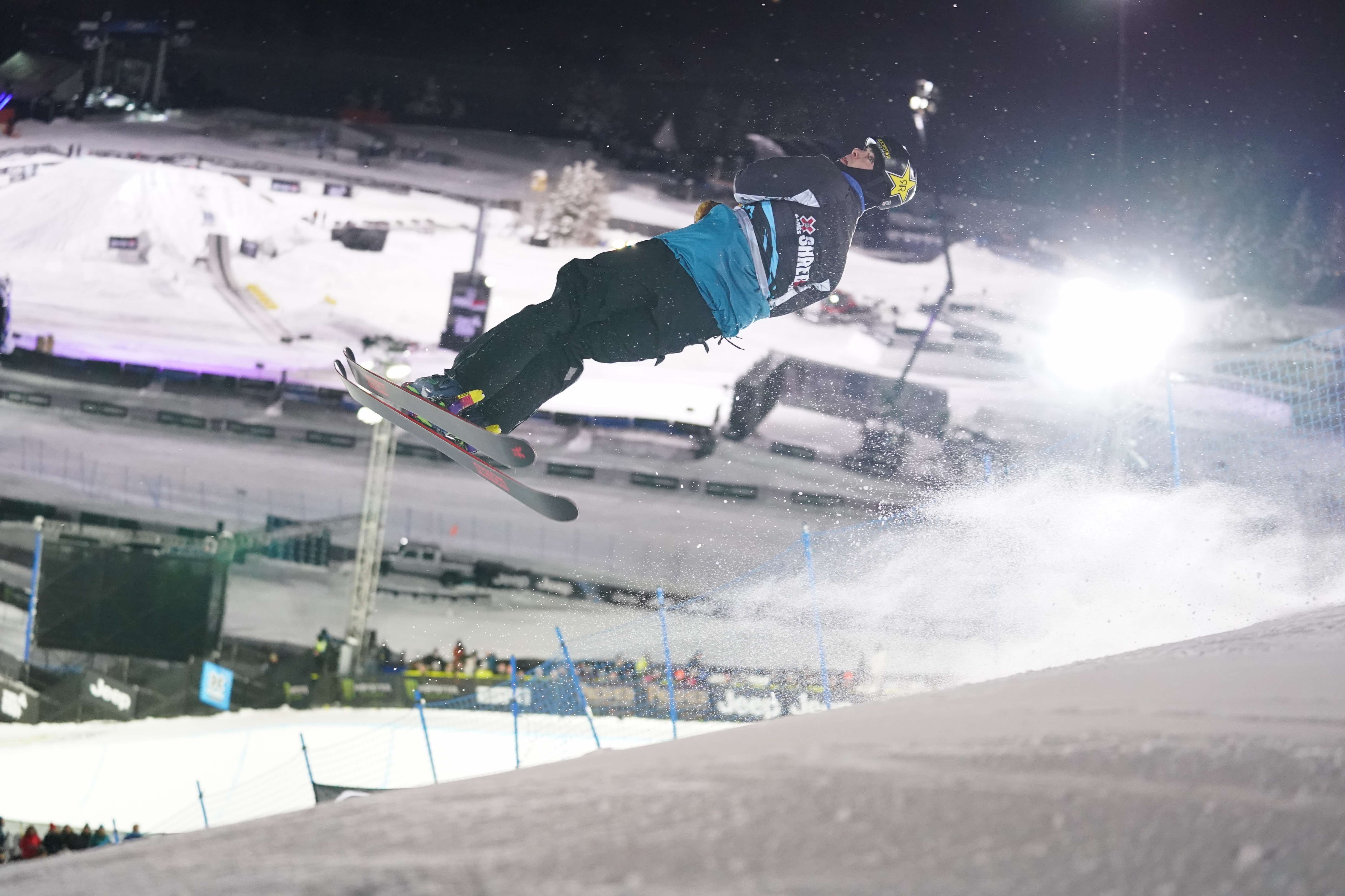 Alex Hall competing in Ski Knuckle Huck during X Games Aspen 2020 at Buttermilk Mountain in Aspen, Colo. (ESPN Images - Matt Morning) Alex Hall