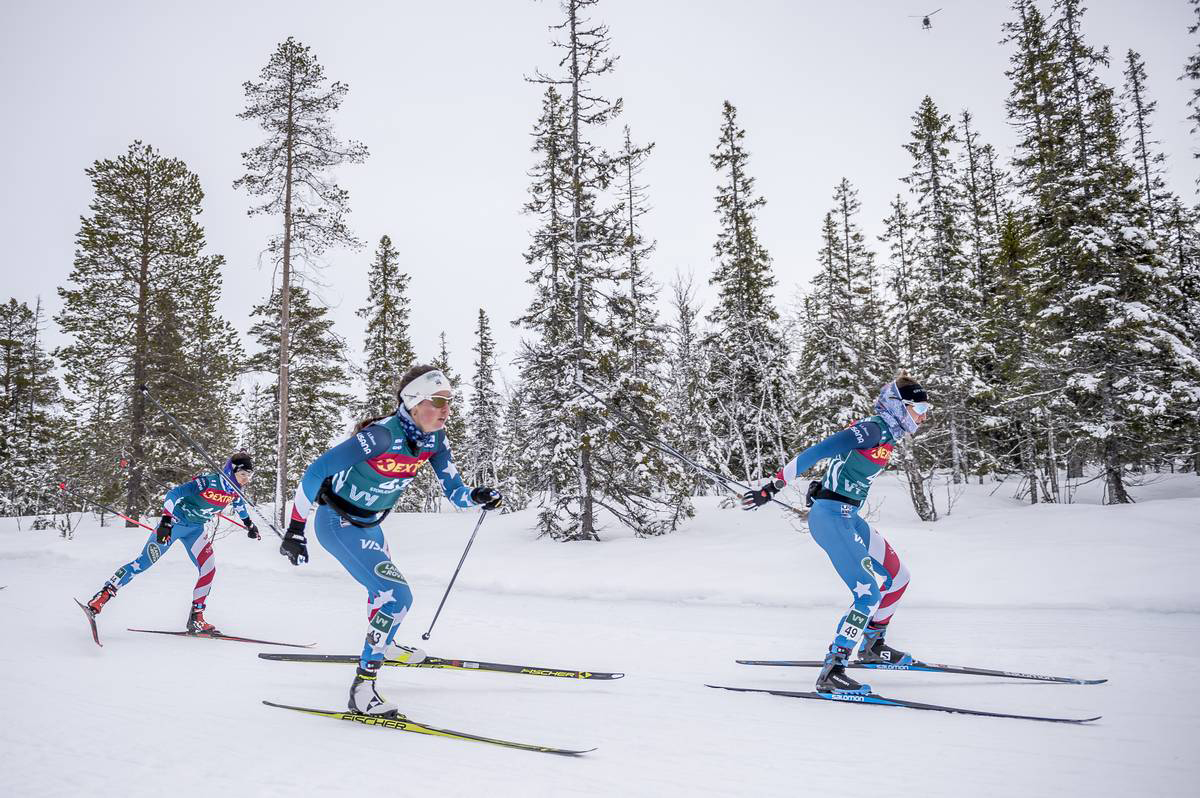 Sophie Caldwell leads Caitlin Patterson and Katharine Ogden in Thursday's stage 4.