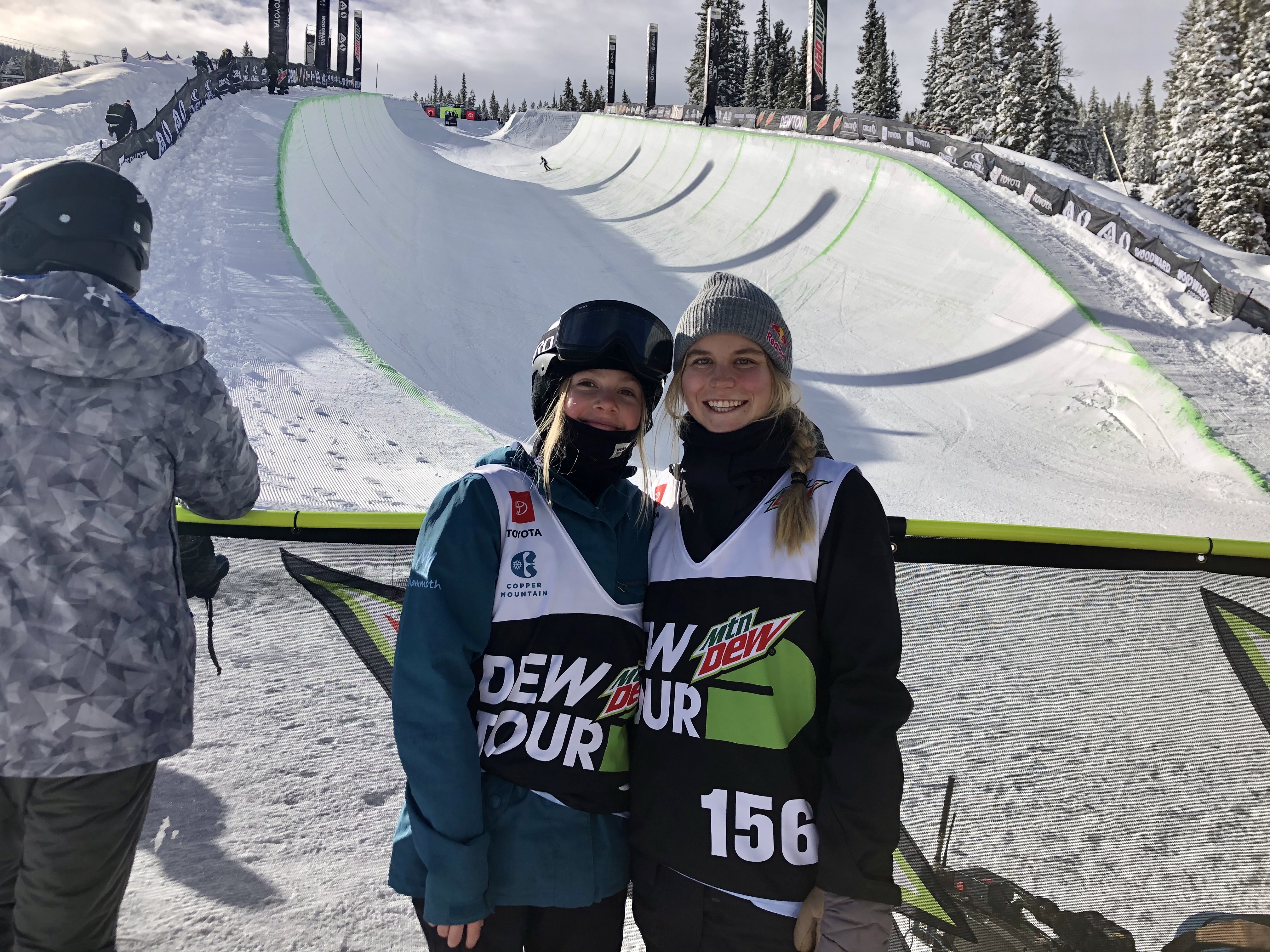 Sonny Alba (left) and Maddie Mastro (right) at the 2020 Dew Tour. (U.S. Ski & Snowboard - Andrew Gauthier) Sonny and Maddie