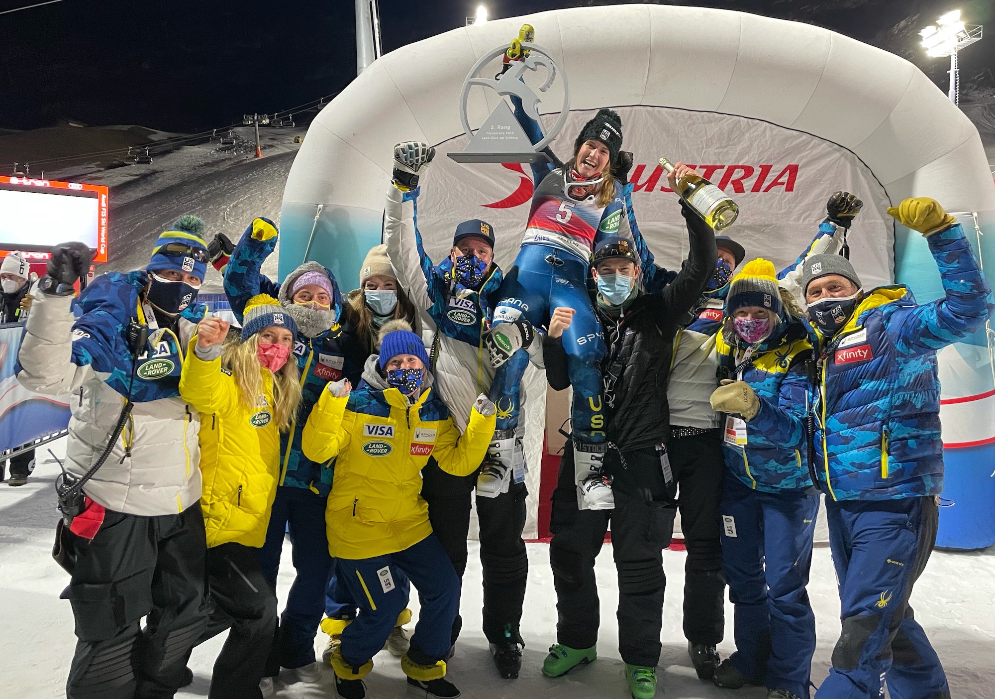 Paula Moltzan Celebrates with Team