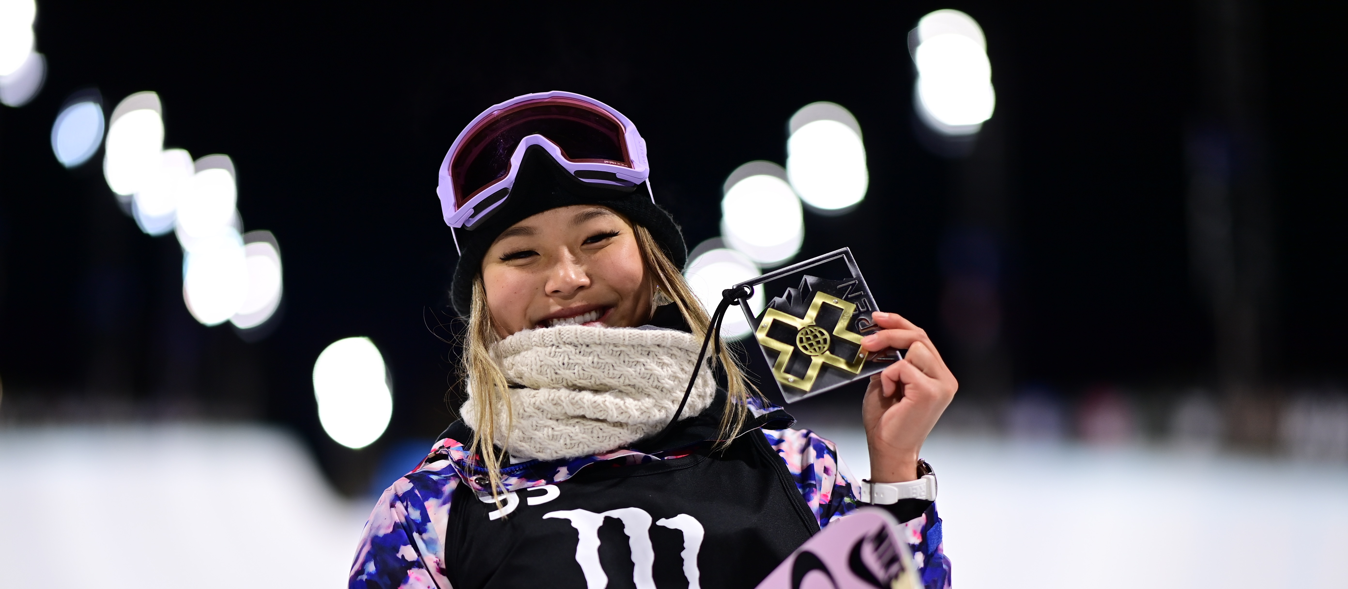 Chloe Kim at the medal ceremony for women's snowboard superpipe during X Games Aspen 2021. (ESPN Images - Phil Ellsworth) Chloe