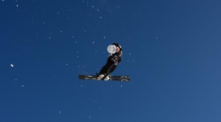 Aerialist inverted in the air