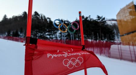 The women's giant slalom was postponed due to high winds at the Jeongseon Alpine Center Monday. (Getty Images/AFP - Martin Bernetti)