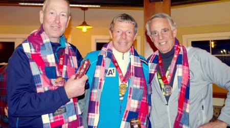 2018 Okemo Nationals SG Men's Class 9 Podium (L to R) Stew Marsh, Pepi Neubauer, Bill McCollom