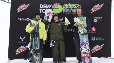 Taylor Gold stands on the podium in second at the Dew Tour (Getty Images)