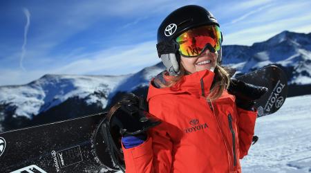 Amy Purdy hikes up the hill during a training session on December 18, 2013 in Copper Mountain, Colorado. Purdy is a a member of the US Paralymic Snowboard Team and co-founder of Adaptive Action Sports. (Photo by Doug Pensinger/Getty Images)