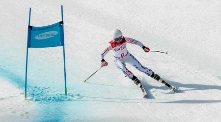Danelle Umstead competes in the Women's Super Combined, Visually Impaired event during the 2018 Paralympic Games in PyeongChang
