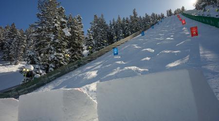 Photo of a moguls course in the sun