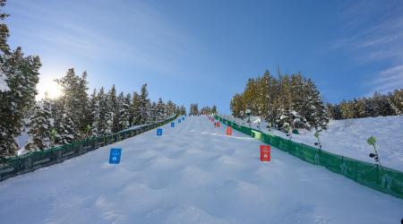 Photo of a moguls course in the sun