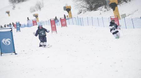 Nick Page skis during the dual moguls World Cup event in Bakuriani, Georgia.