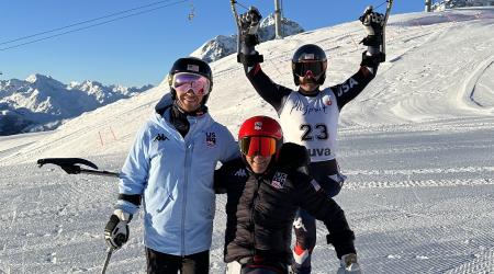 U.S. Para Alpine Ski athletes smile on the snow