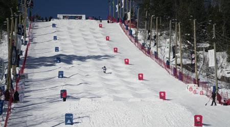 A moguls course in the sun