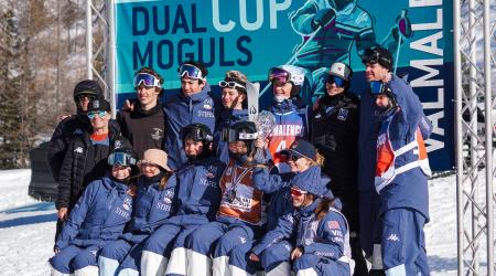moguls team on the podium