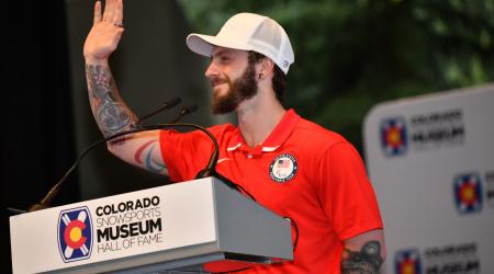 Noah Elliott receiving his Adaptive Athlete of the Year Award