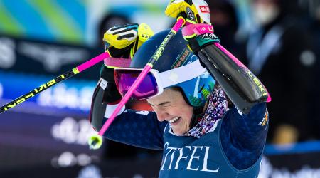 Paula Moltzan celebrates a career best