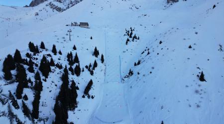 aerial shot of the moguls course
