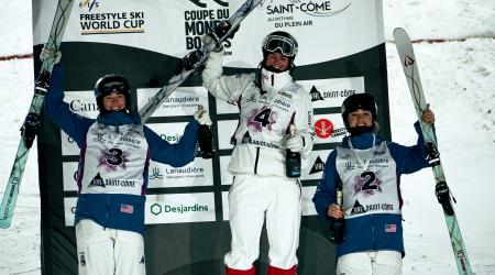 Jaelin Kauf and Olivia Giaccio on the podium in Canada